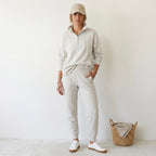 Zella Ultra Soft Half Zip Pullover in Beige Ivory Heather | XS