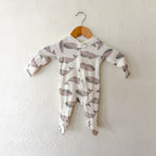 Carter's Cream Whales Long Sleeve 2-Way Zipper Footed Sleeper | 0-3m
