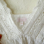 If Only If Nightwear 100% Organic Cotton Lace Bust Midi Nightgown | XS