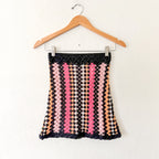 NBD Revolve Crochet Pink & Black Strapless Tube Top | XS