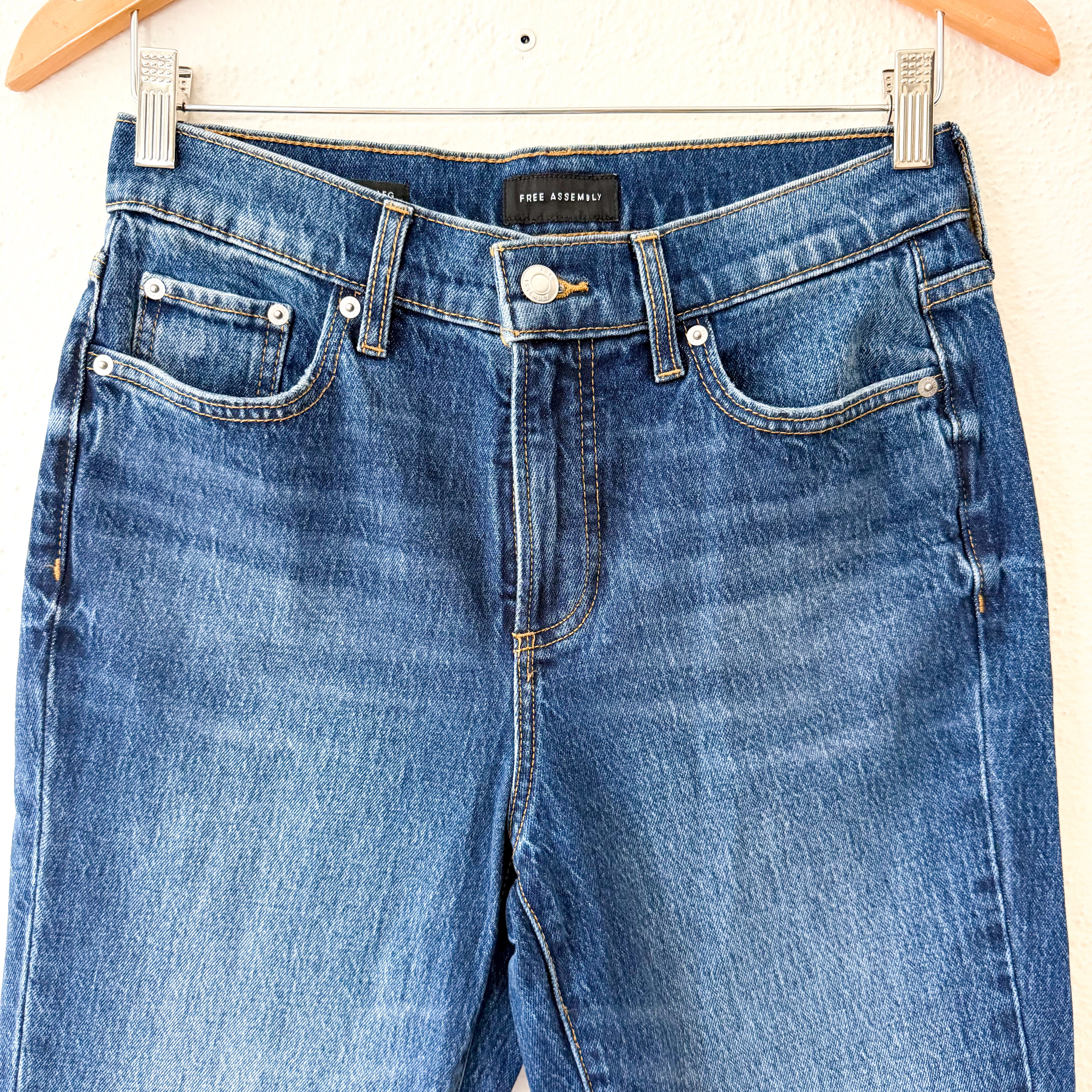 Free Assembly Mid Rise Slim Leg Jeans in Authentic Dark Wash | 0
