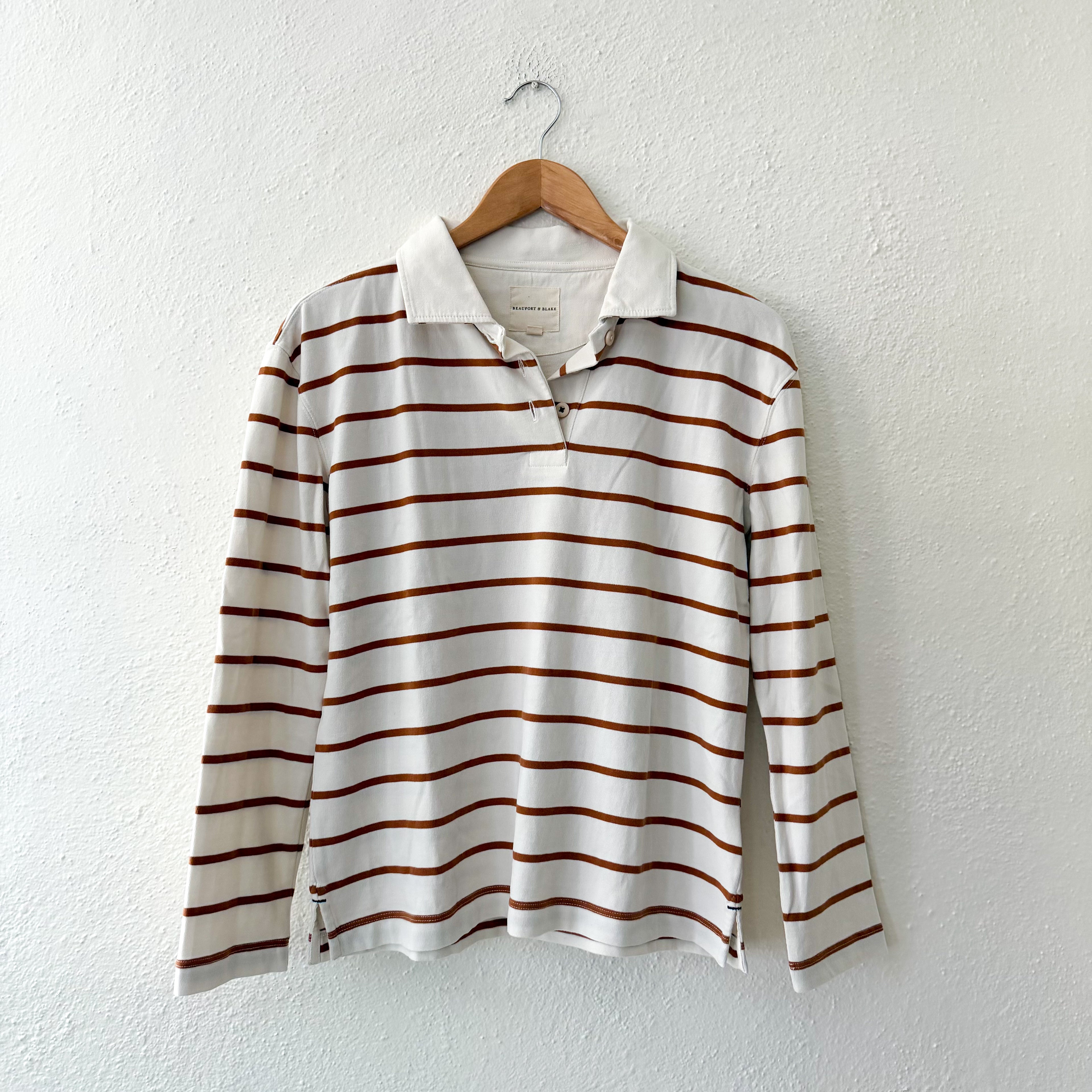 Beaufort & Blake Thompson Vintage Rugby in Camel Cream Stripe | XS