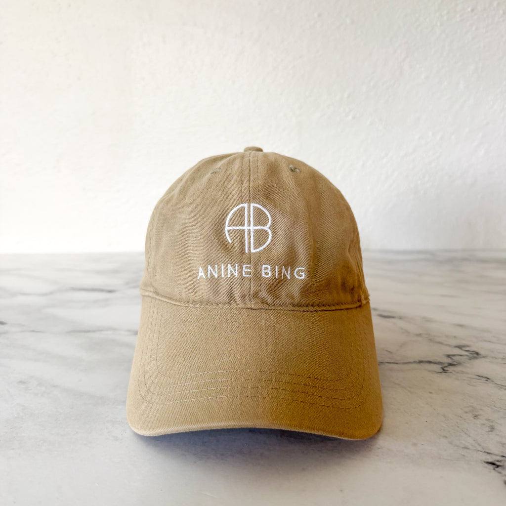 Anine Bing Sport Embroidered Logo Jeremy Cotton Baseball Cap | Khaki