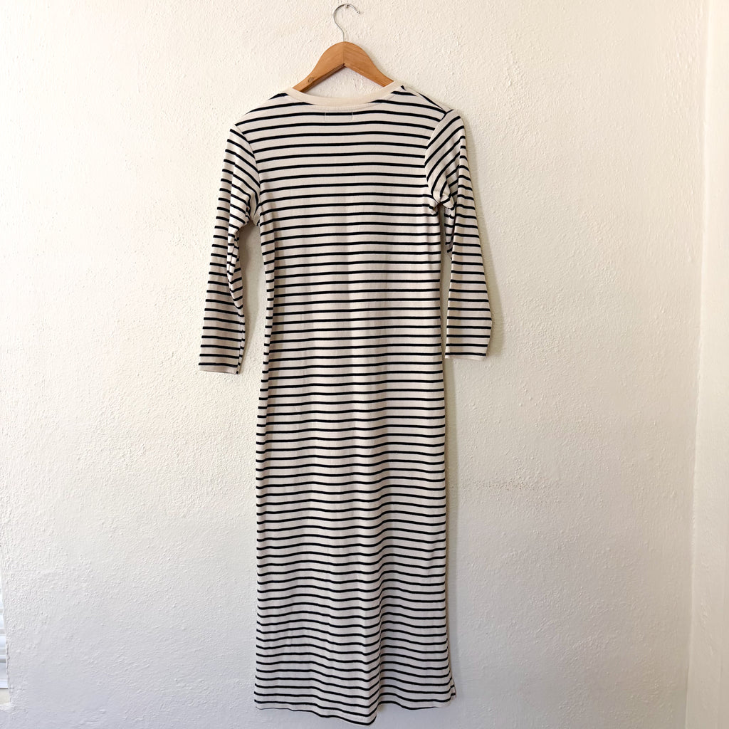 Pomander Place Navy Stripe Gio 3/4 Sleeve Jersey Maxi Dress | XS