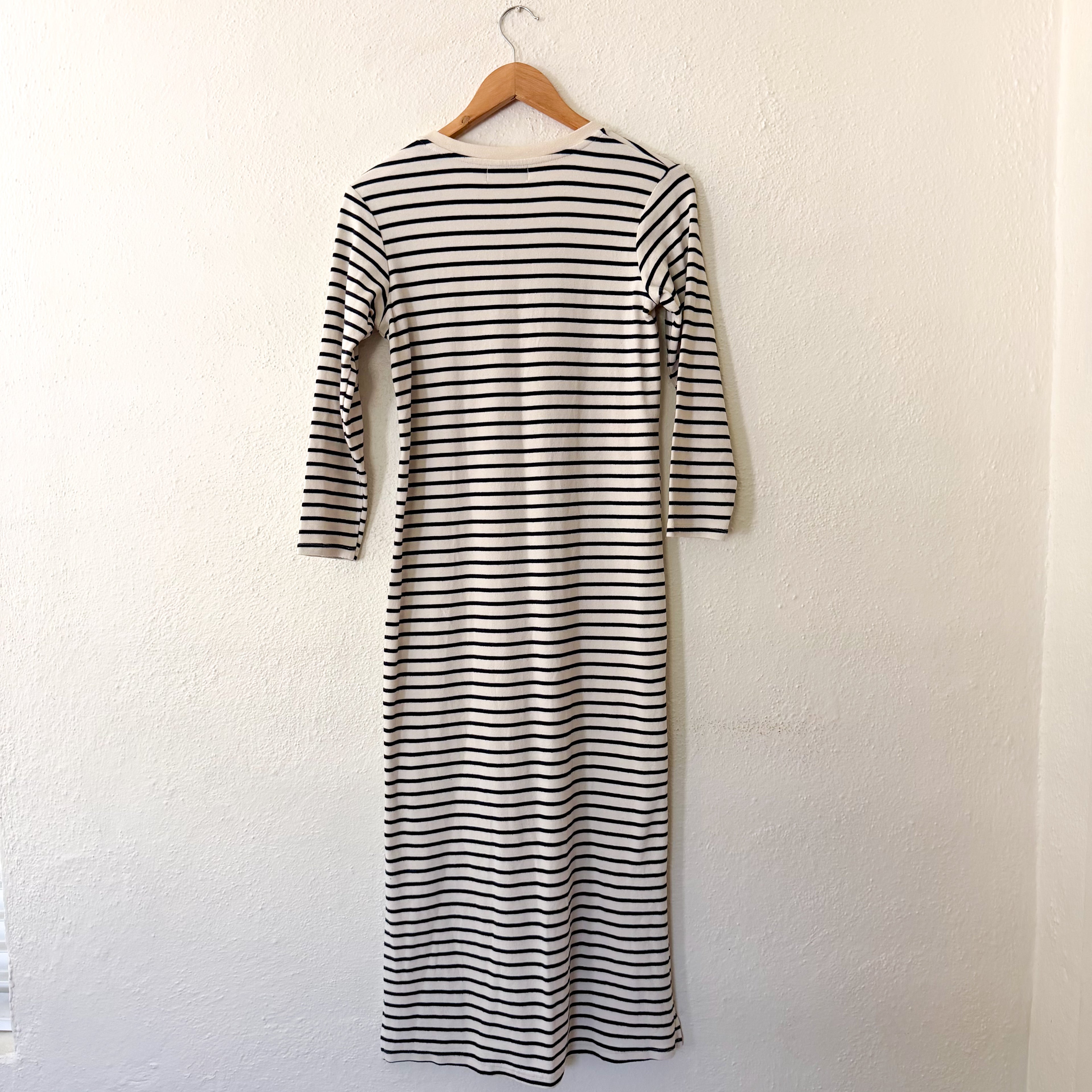 Pomander Place Navy Stripe Gio 3/4 Sleeve Jersey Maxi Dress | XS