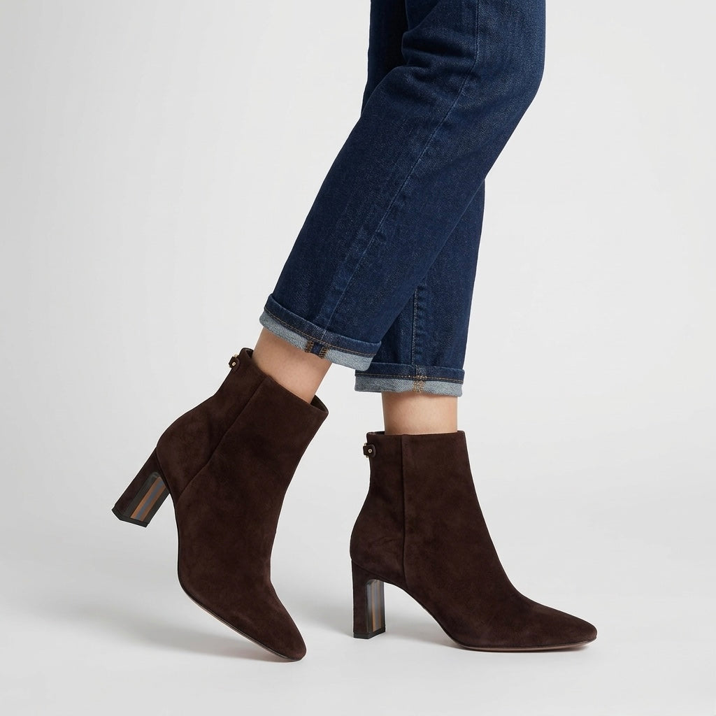 Sam Edelman Saige Suede Ankle Bootie in Cafe Noir | 6.5