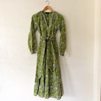 ME+EM Bespoke Contrast Green Broderie Long Sleeve Midi Dress | 0