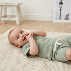 Little Planet Organic Sage Green Printed Turtles T-Shirt + Pull On Shorts Matching Set | 0-3m