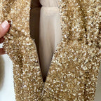 & Other Stories Wrap-Effect Gold Sequin Dolman Sleeve Mini Dress | 0/EUR 32