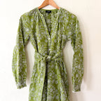 ME+EM Bespoke Contrast Green Broderie Long Sleeve Midi Dress | 0