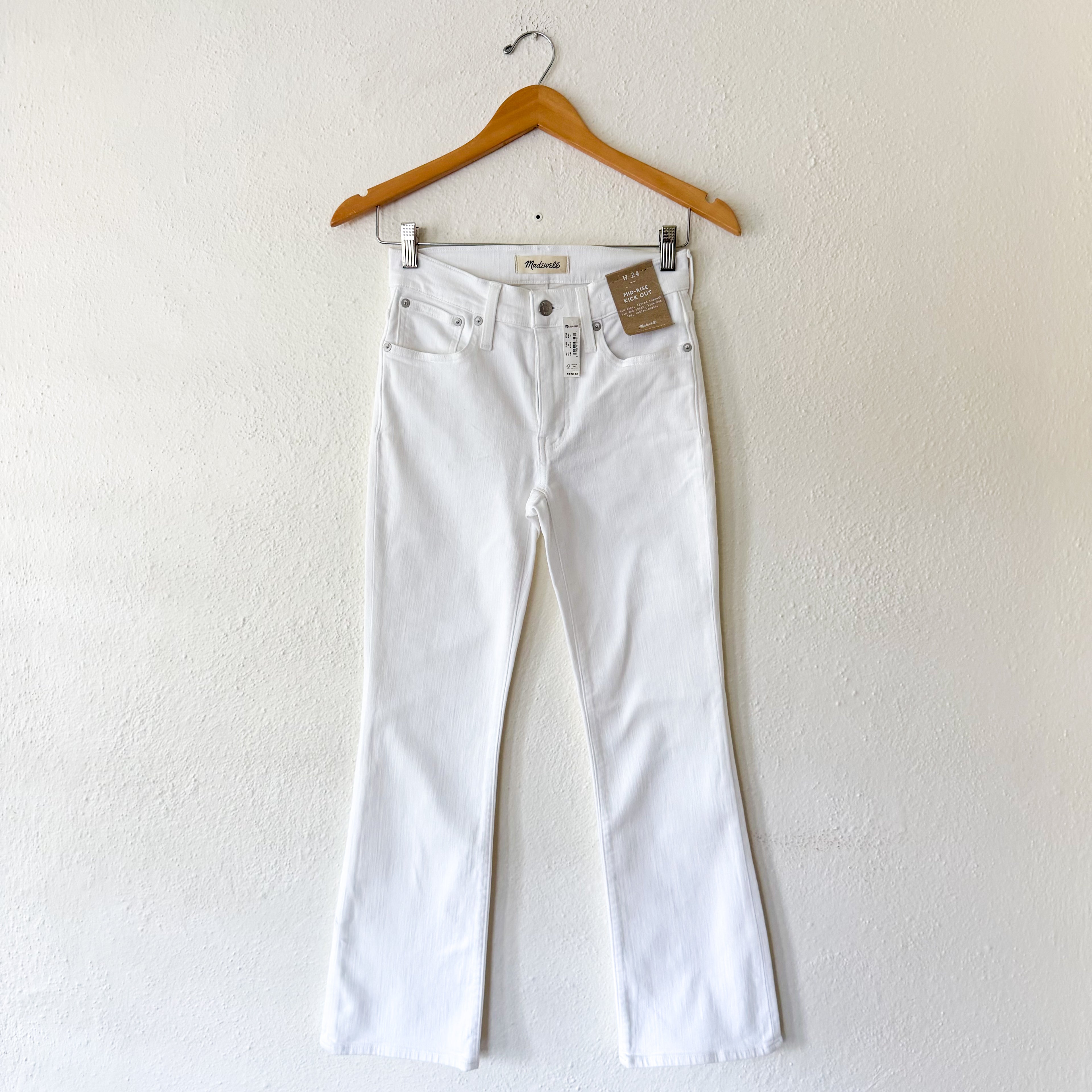 Madewell Mid-Rise Kick Out Crop Jeans in Pure White | 24