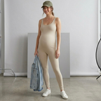 Bumpsuit The Lucy Maternity Unitard Jumpsuit in Oat | XS
