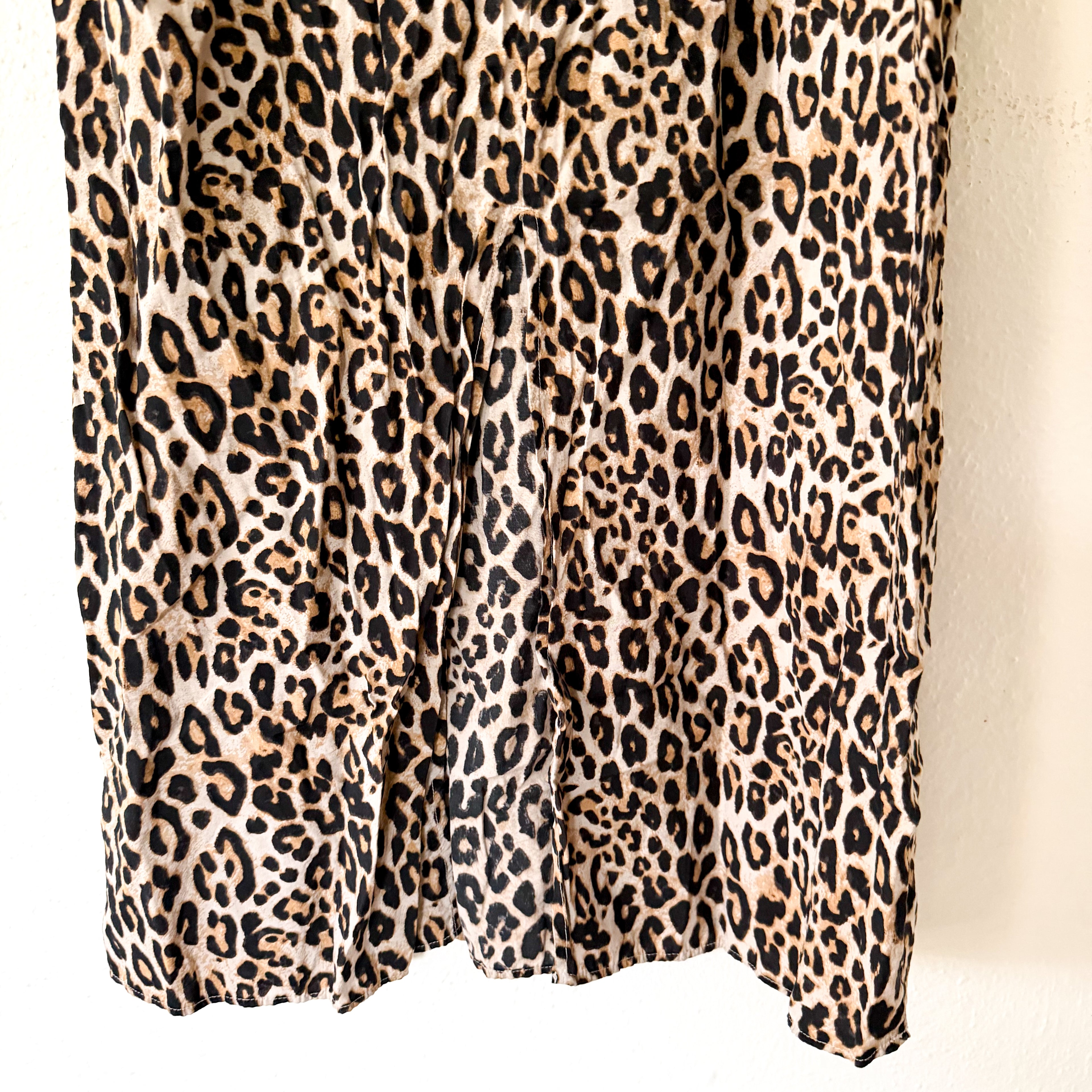 H&M Leopard Print Elbow Sleeve Midi Sheath Dress | XS