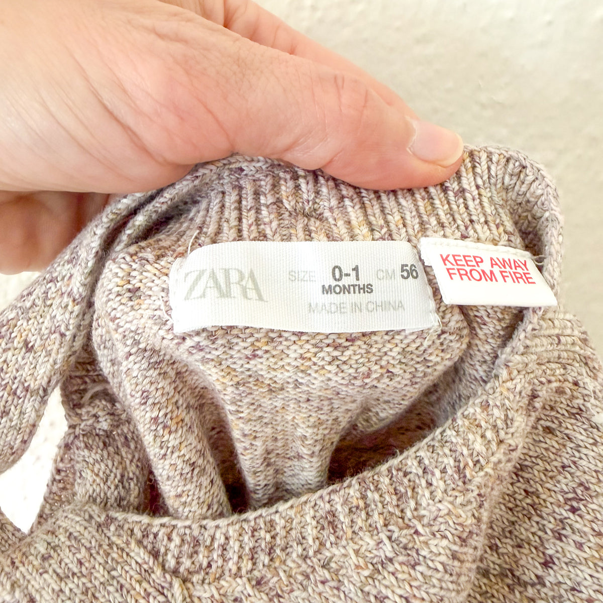 Zara Heather Neutral Brown Marl Sweater Jumper/Overalls | 0-3m