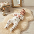 Petit Lem Organic Cotton Holiday Cream Reindeer 2-Way Zipper Footed Sleeper | 3-6m