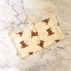 Anna-Kaci Teddy Bear Cream Gauze Stroller Caddy/Organizer Bag