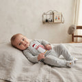 JoJo Maman Bébé Winter Penguin Appliqué Grey Stripe 2-Way Zip Footed Sleeper | 9-12m