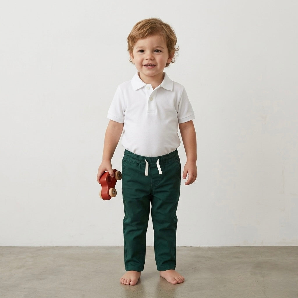 Adventurewear 360 Boys Emerald Green Drawstring Chino Pants | 2T