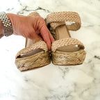 Stuart Weitzman Women's Alexis Braided Espadrille Wedge Sandals in Natural | 6.5