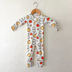 Monica & Andy Halloween Pumpkin Ghosts Organic Fold Over Foot 2-Way Zipper Sleeper | 3-6m