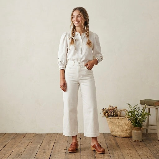 Madewell The Perfect Vintage Wide-Leg Petite Crop Jean in Tile White | 25P