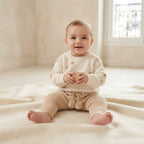 Petit Filippe Cream Tan Starry Knit Pullover Sweater | 9-12m