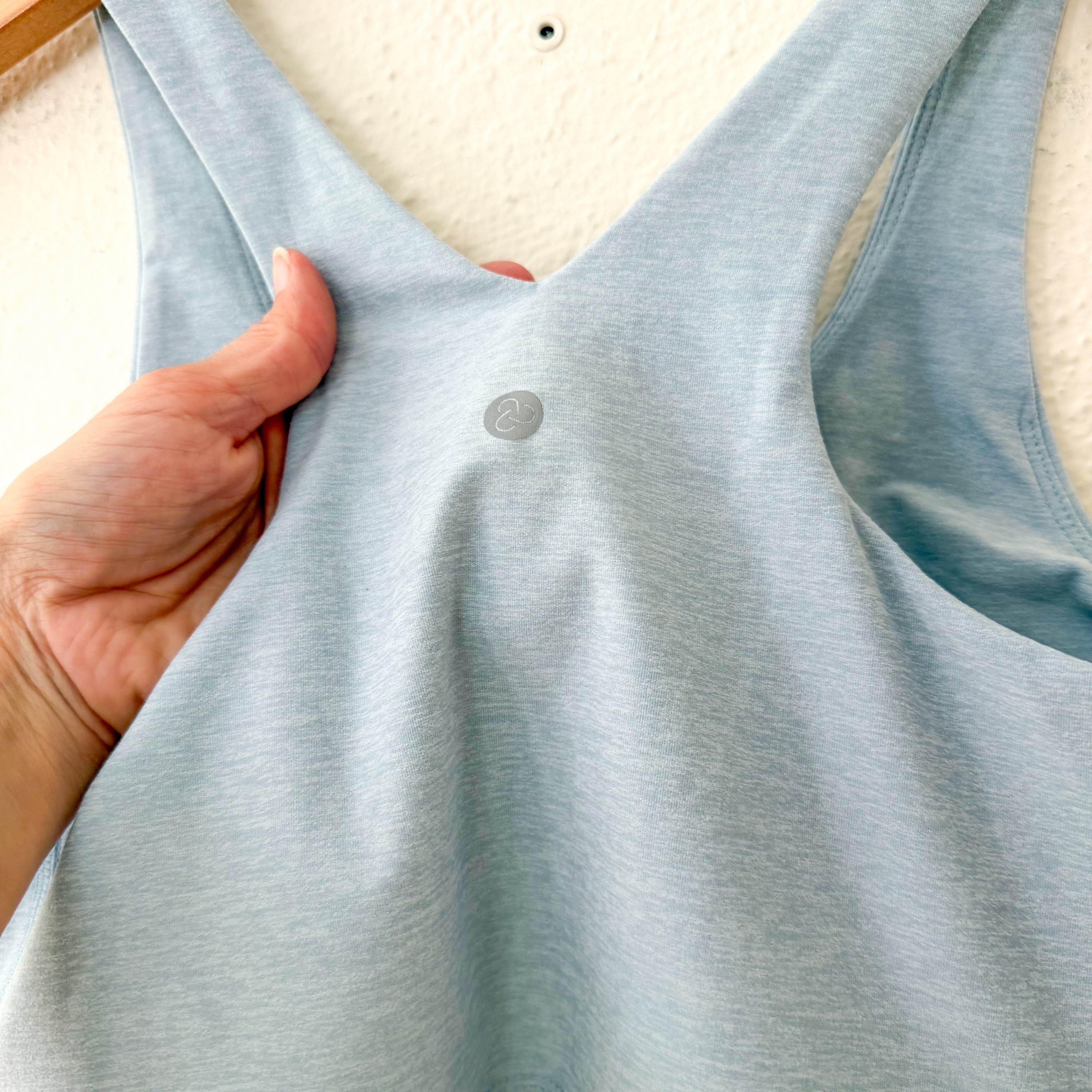 Zella Cropped Longline Top in Aqua Heather | M