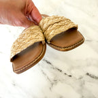 Steve Madden Sandra Raffia Slide Sandals in Natural | 6.5