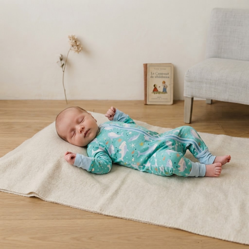 Little Sleepies Ocean Animals Long Sleeve Fold Over Foot Sleeper | 3-6m