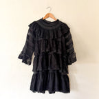 DÔEN Oralie Black Lace 3/4 Sleeve Mini Dress | XS