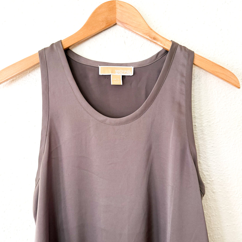 MICHAEL Michael Kors Satin Racerback Tank Top in Chestnut, sz XS