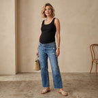 Old Navy Maternity First Layer Scoop-Neck Ribbed Tank Top in Black Jack | XS