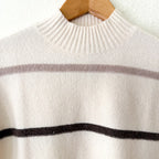 Chico's Sequined Stripe Pullover Sweater in English Cream | 00/XS