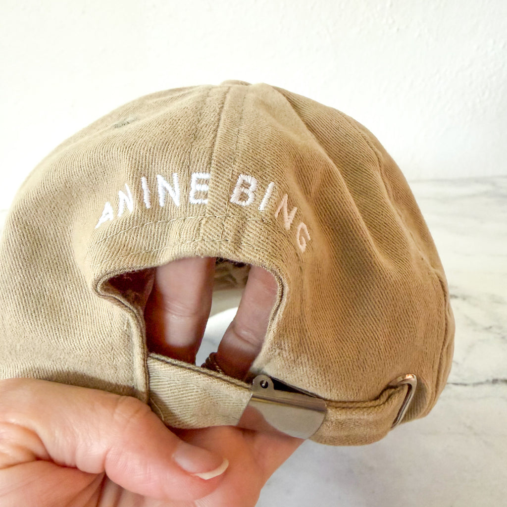 Anine Bing Sport Embroidered Logo Jeremy Cotton Baseball Cap | Khaki
