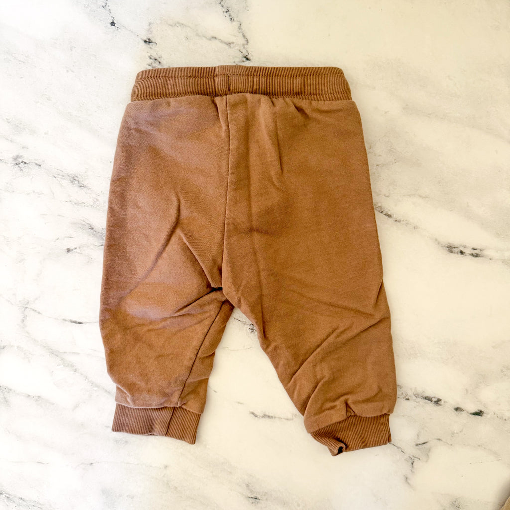 H&M Basics Organic Cotton Tan + Brown Joggers Bundle | 3-6m