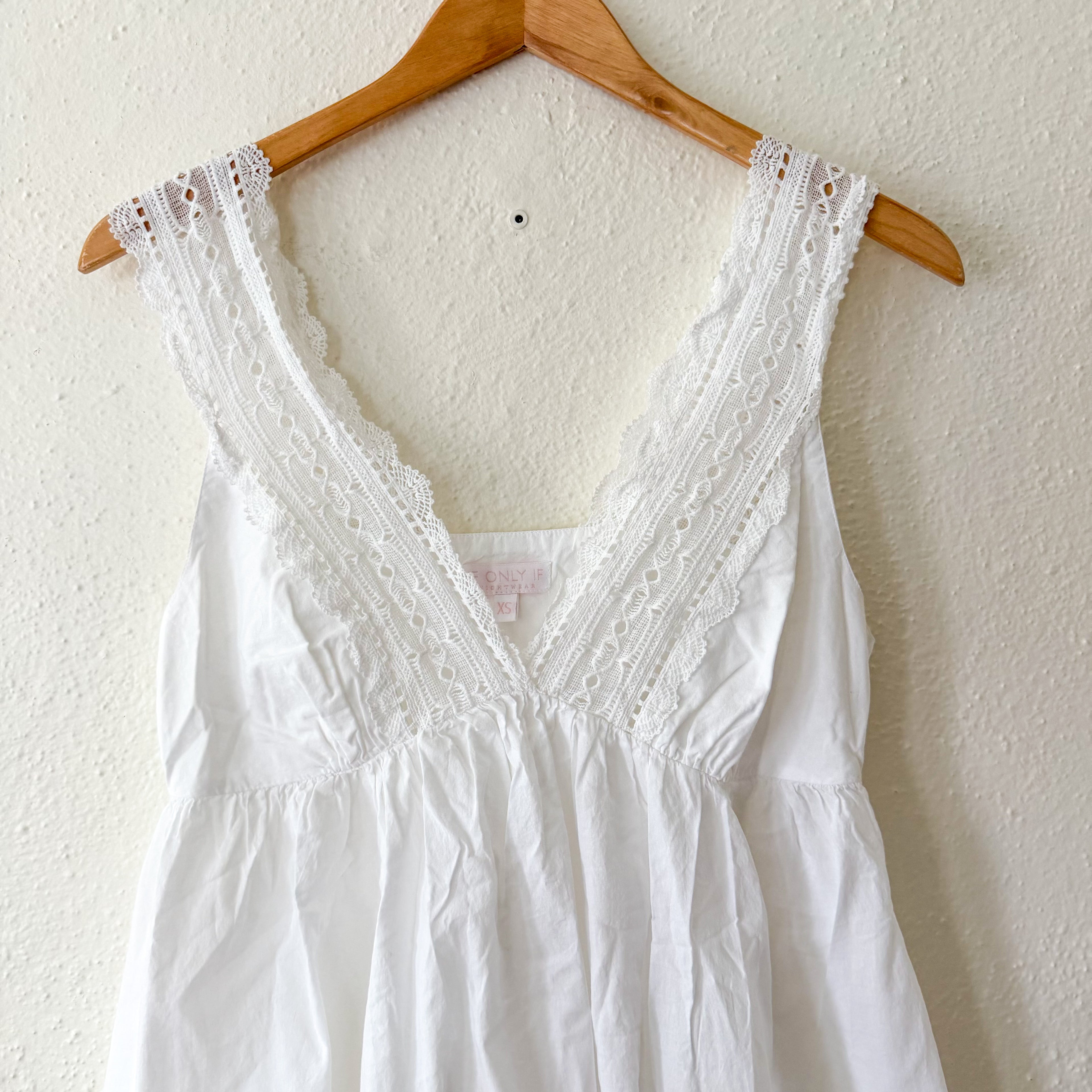 If Only If Nightwear 100% Organic Cotton Lace Bust Midi Nightgown | XS
