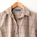 Beaufort & Blake Moreland Cashmere Blend Flannel Button Down Shirt in Tan Plaid | XS