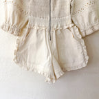 Sea New York Willa Smocked Puff Sleeve Romper in White | 00