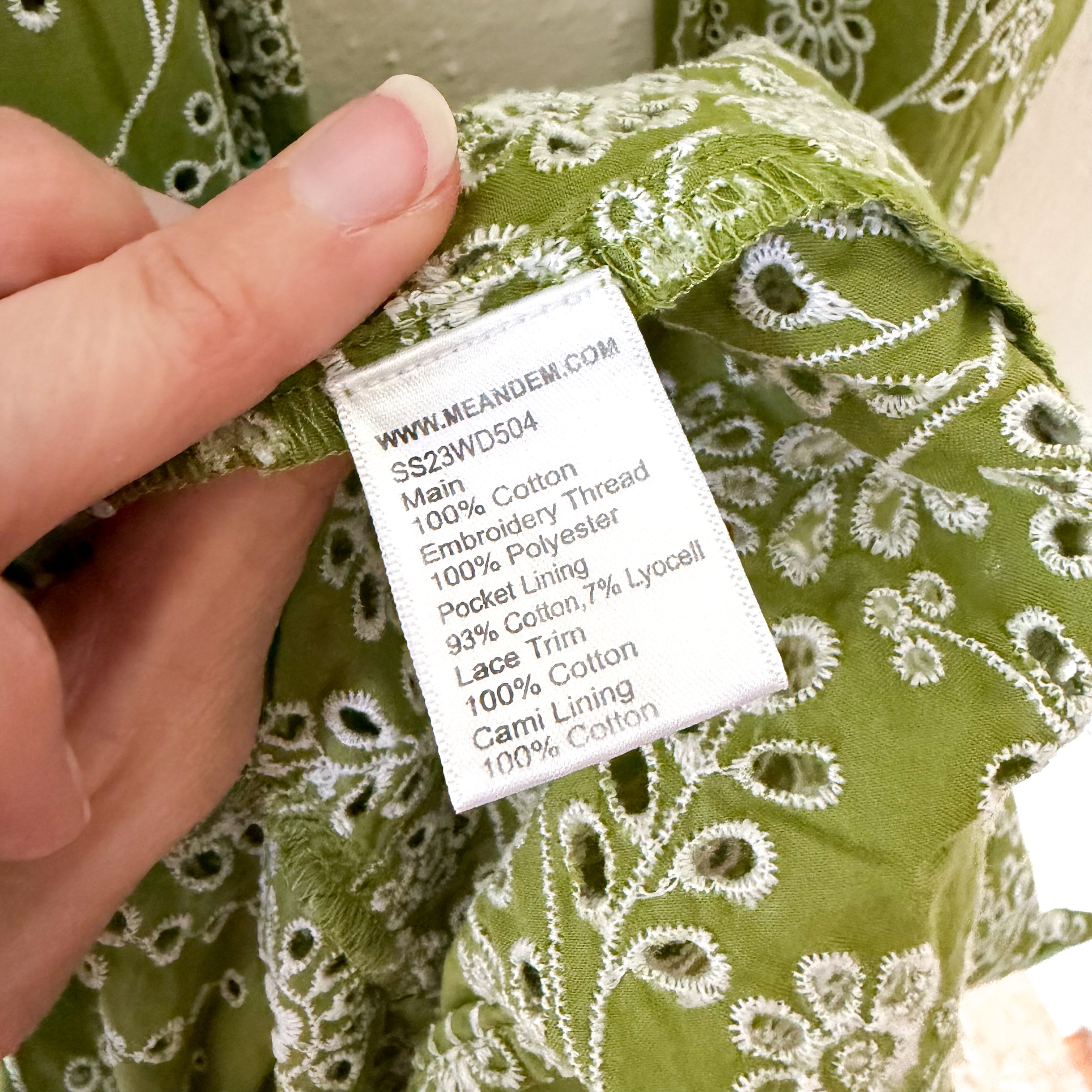 ME+EM Bespoke Contrast Green Broderie Long Sleeve Midi Dress | 0