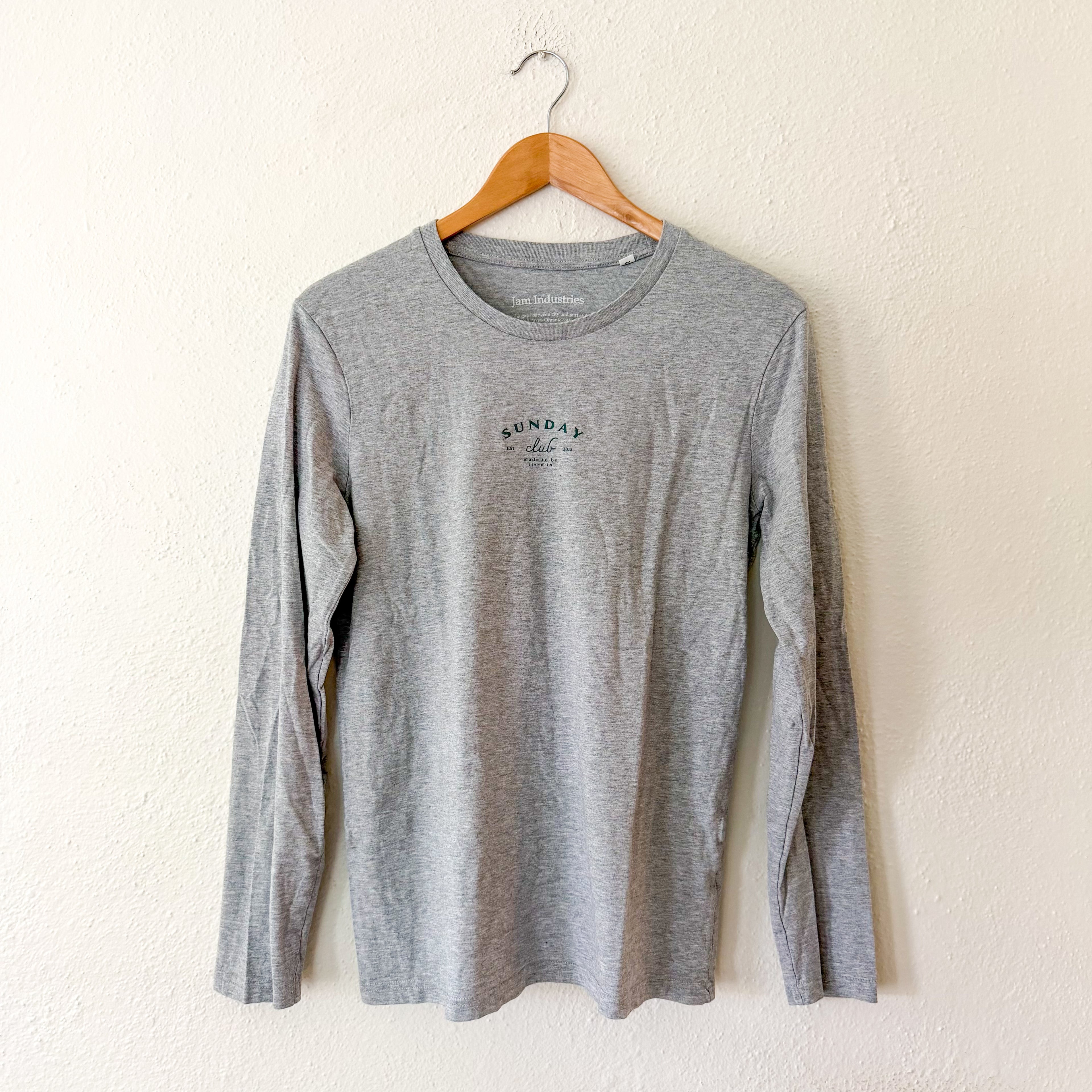 Jam Industries Sunday Club Organic Cotton Heather Grey Long Sleeve T-Shirt | XS