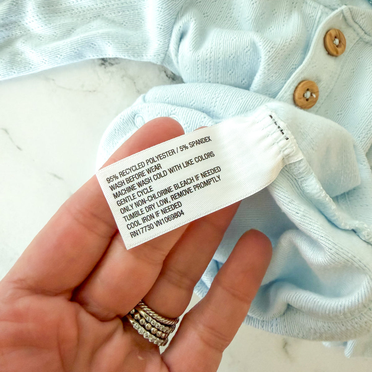Cloud Island Powder Blue Long Sleeve Pointelle Bodysuit + Pants Matching Set | 3-6m