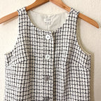J.Crew Tweed Button-Front Sleeveless Shift Mini Dress in Black & White | 00
