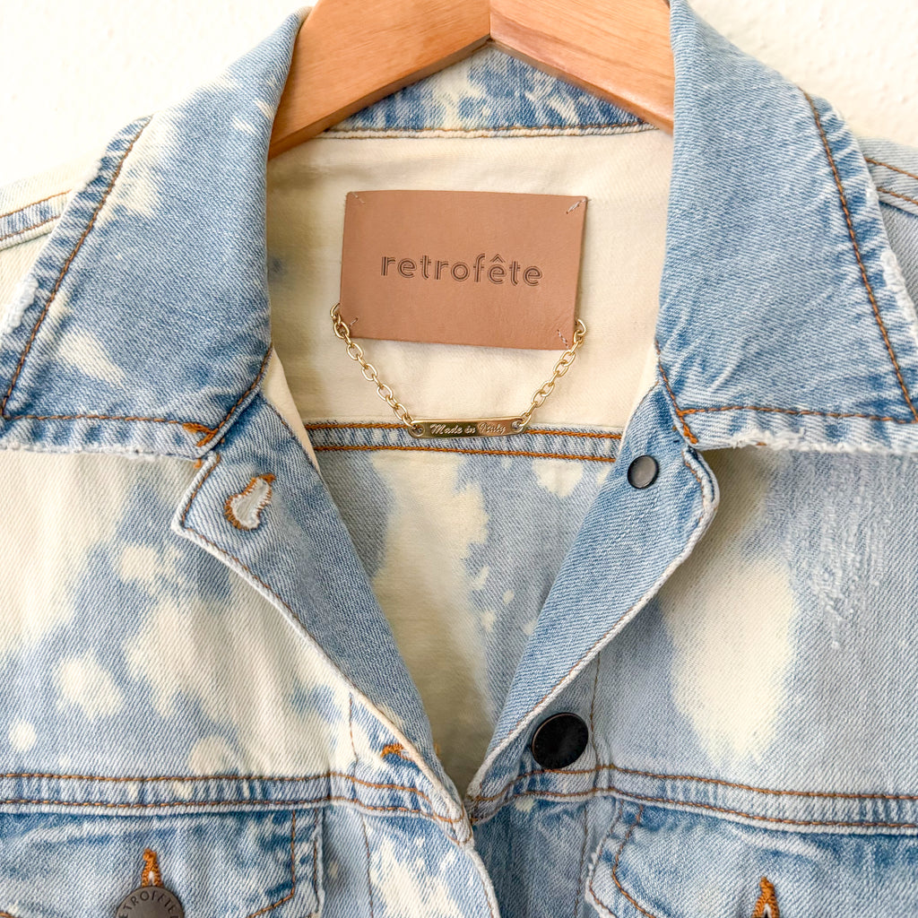 Retrofete Lema Denim Long Sleeve Belted Dress in Stone Bleach | XS
