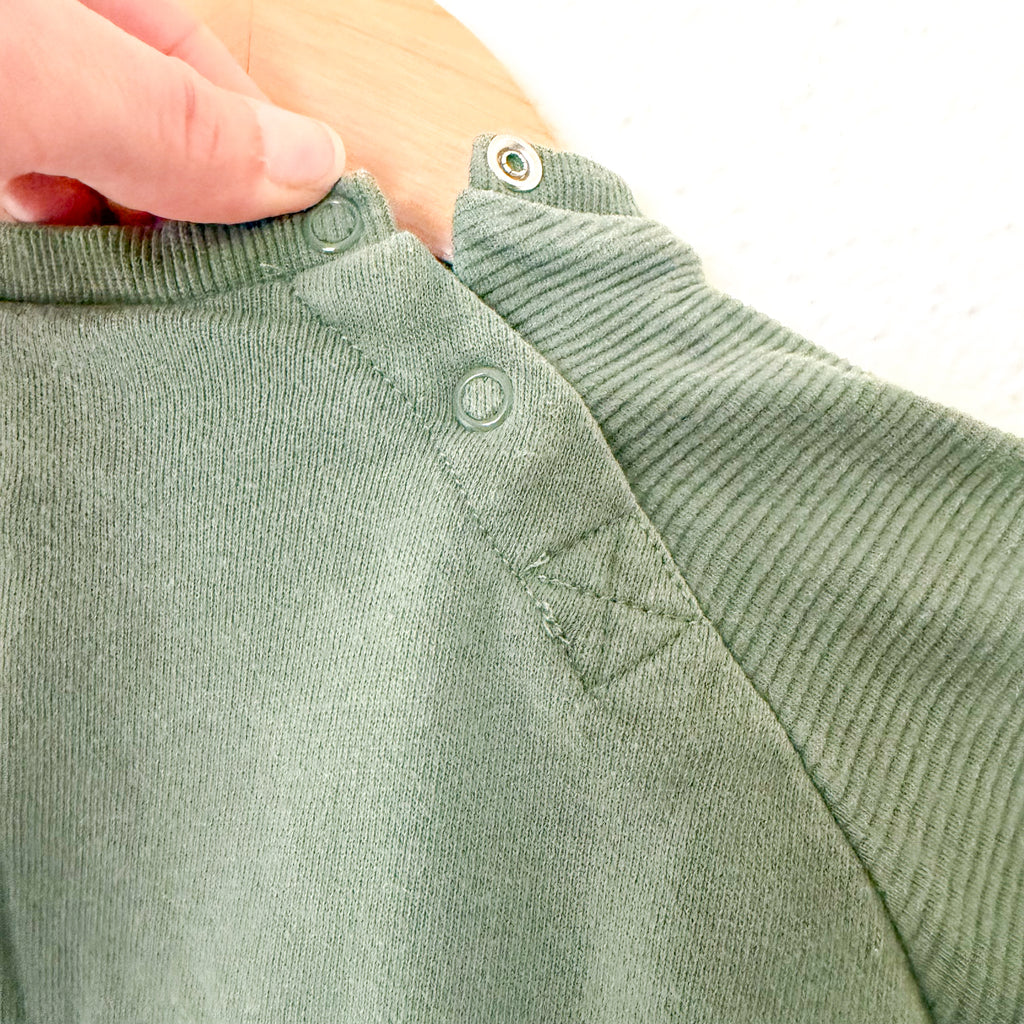 H&M Olive Green Textured Cotton 'The Future is Ours' Sweatshirt | 6-9m
