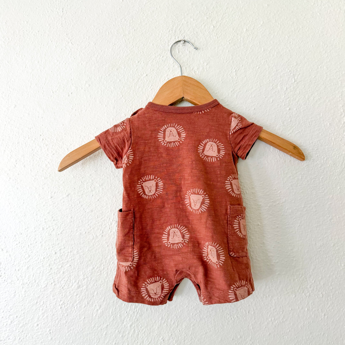 Carter's Just One You Brown Printed Lion Head Short Sleeve Romper | 0-3m