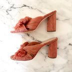Loeffler Randall Pink Penny Pleated Organza Bow Block Heels | 6.5
