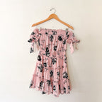 MISA Los Angeles Laiyin Pink Floral Off The Shoulder Mini Dress | XS