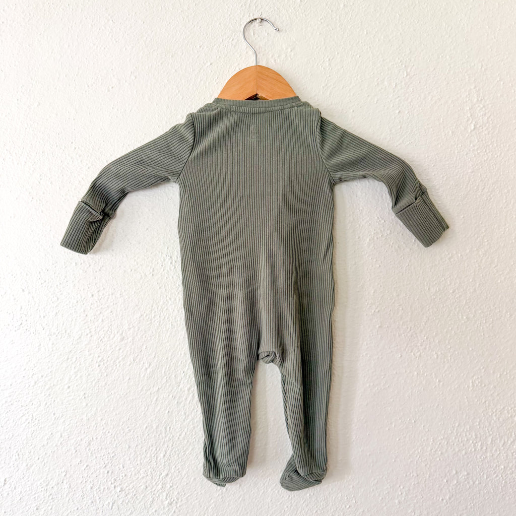 Baby Gap Olive Green Textured 2-Way Zipper Footed Sleeper | 0-3m