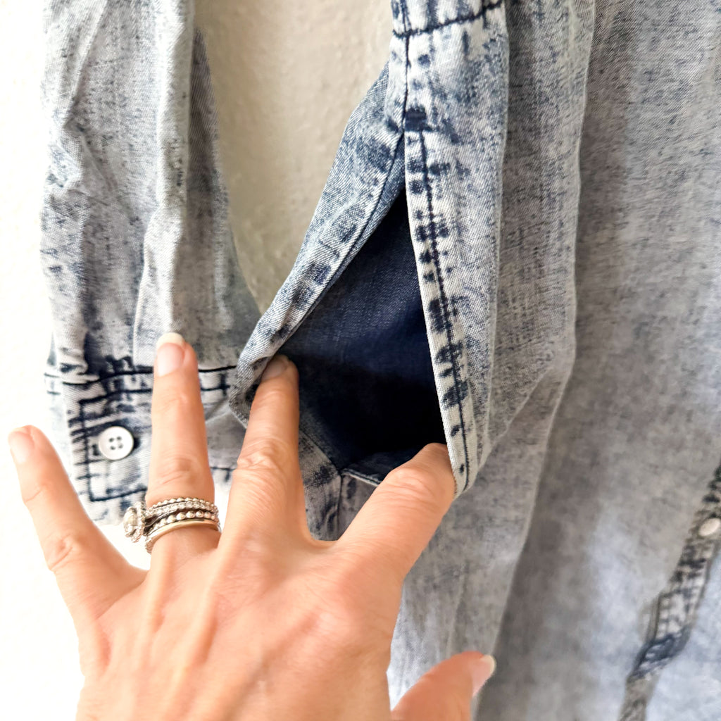 Cloth & Stone Long Sleeve Acid Wash Tencel Denim Shirt Dress | XS