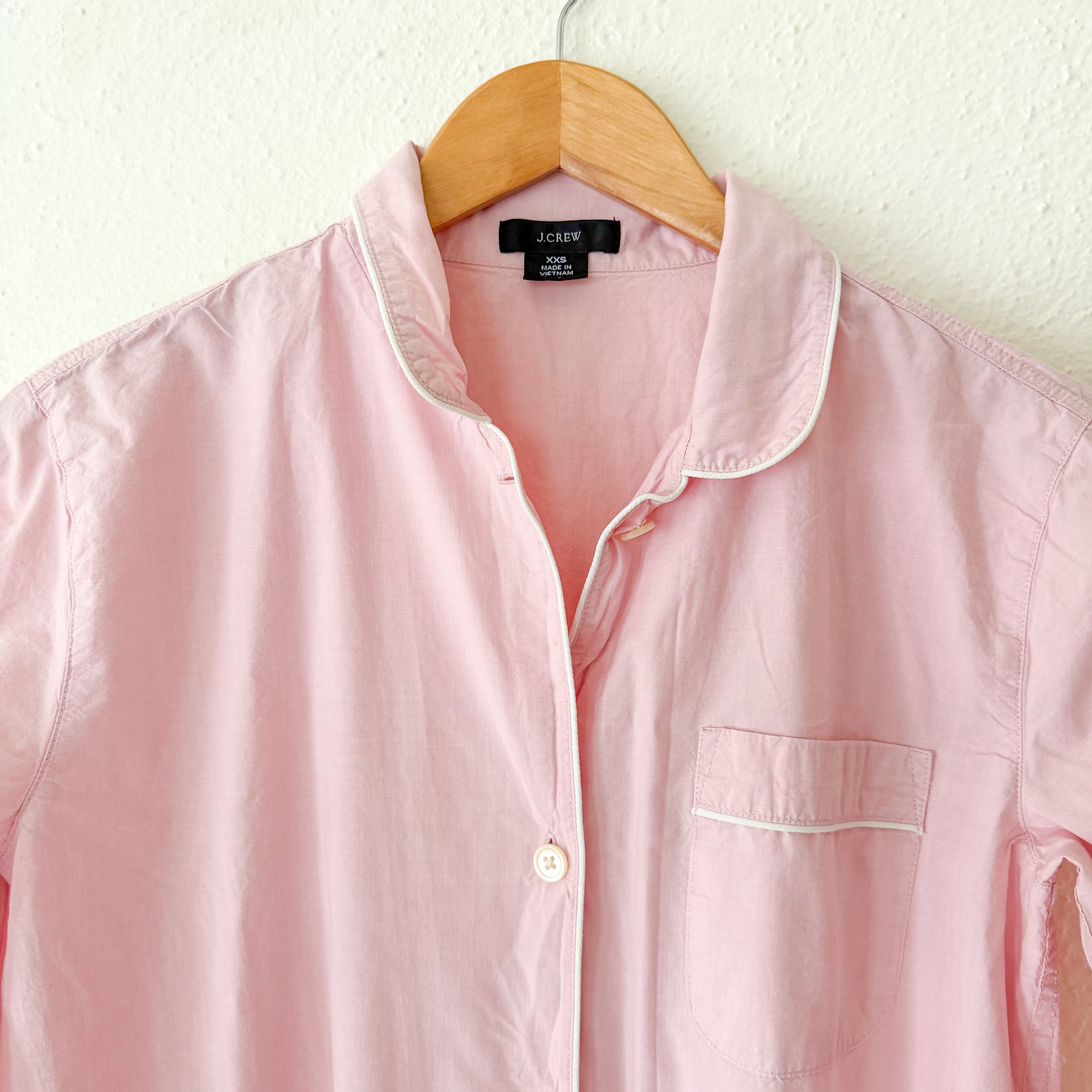 J.Crew Classic Cotton Long Sleeve Sleep Set in Light Pink Blooming Peony Eoe | XXS